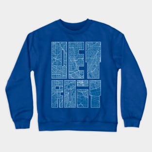 Detroit, Michigan, USA Map Typography - Blueprint Crewneck Sweatshirt